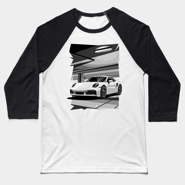 911 turbo illustration graphics Baseball T-Shirt by ASAKDESIGNS